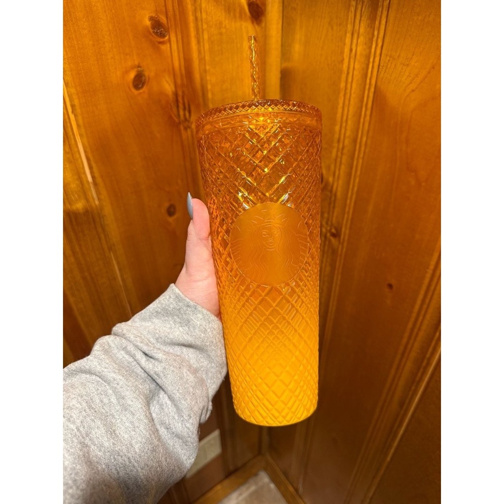 Starbucks Orange Mango Venti Ombré Iridescent Studded Cold Tumbler 24oz New